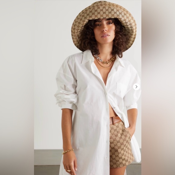 Gucci GG Monogram Bucket Hat Canvas Wide Large Brim Beige Tan Jacquard - Picture 11 of 15